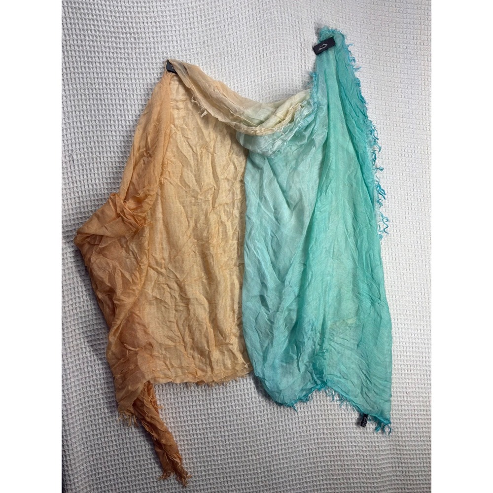 Boho Womens RN 122351 Ombre Cotton Frayed Scarf OS Turquoise Orange